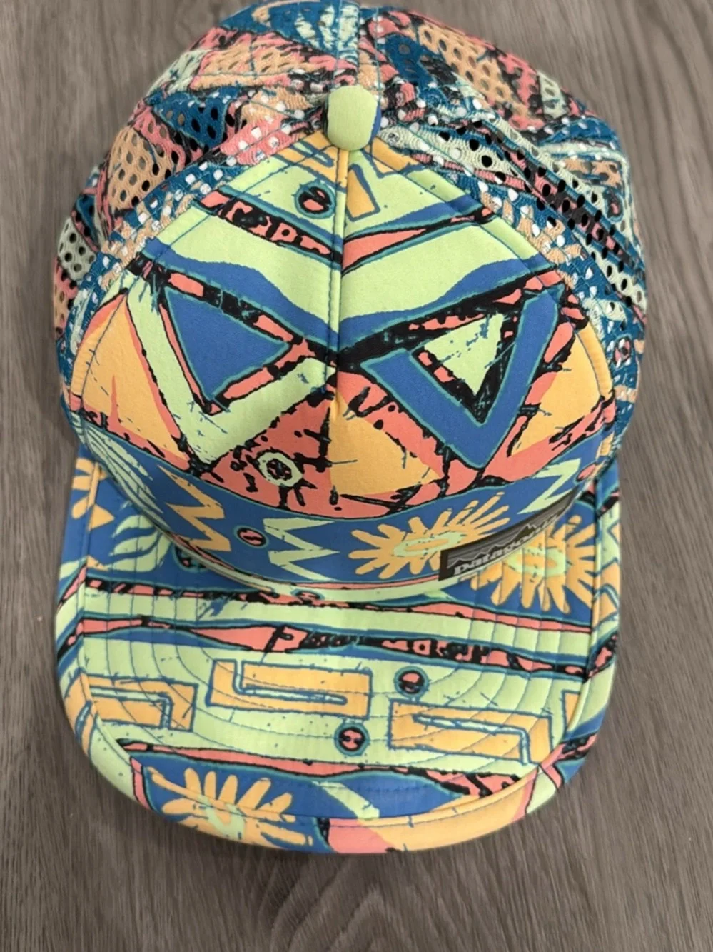 Patagonia Neon Tribal Print Snapback Hat - Blue, Yellow, Coral, Lime - Picture 3 of 10